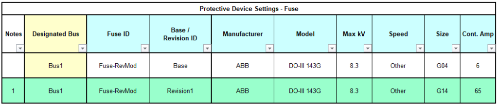 Excel device setting report for fuse